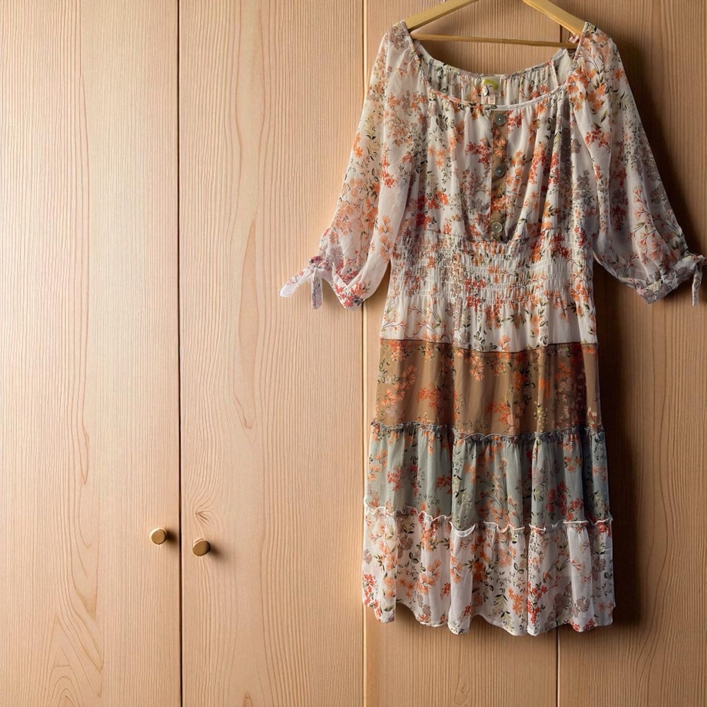 Fig and Flower Multicolor Long Sleeve Dress